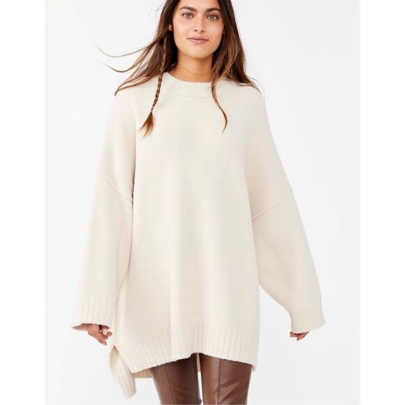 Free People Cream Crew Neck Sweater - Picture 1 of 11